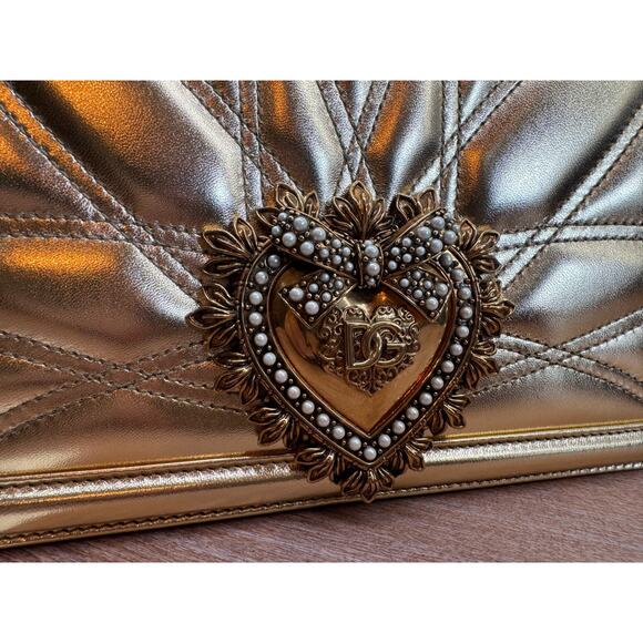 Dolce & Gabbana Gold Small Devotion Shoulder Bag EUC - Picture 2 of 8